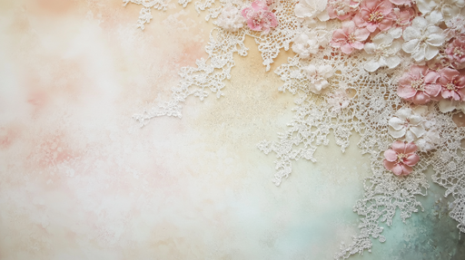 Papier peint floral Dentelle et fleurs pastel