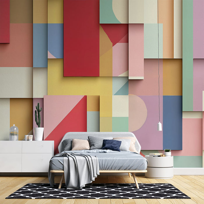 Papier peint géométrique multicolore | Design moderne et vibrant