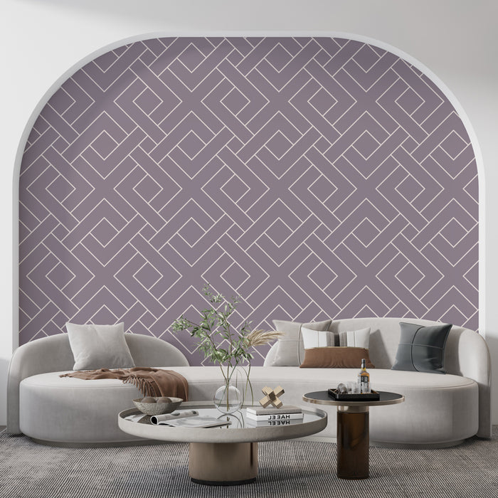 Papier peint géométrique | Design entrelacé violet