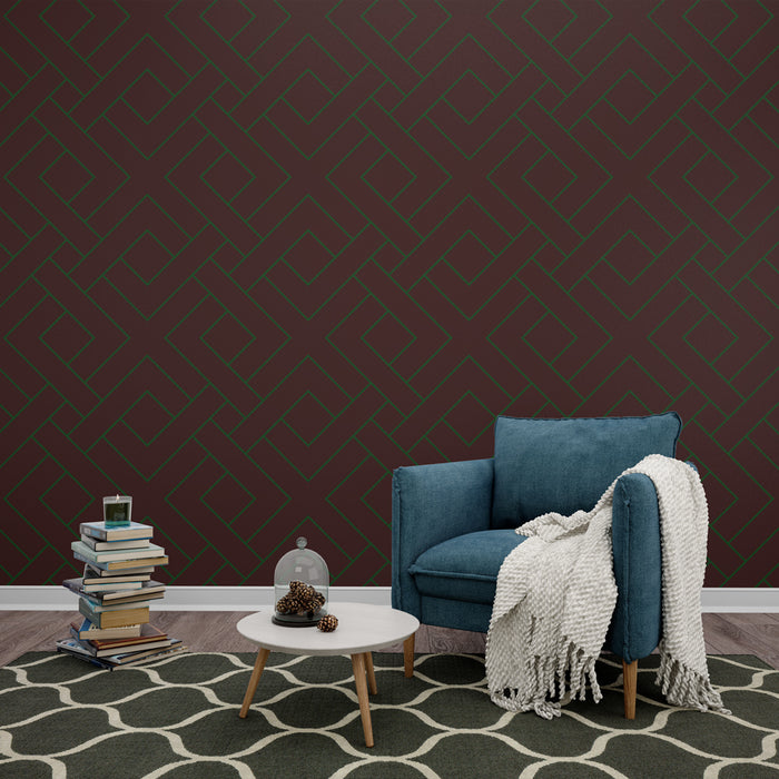 Papier peint marron avec motifs géométriques pour salon moderne et élégant