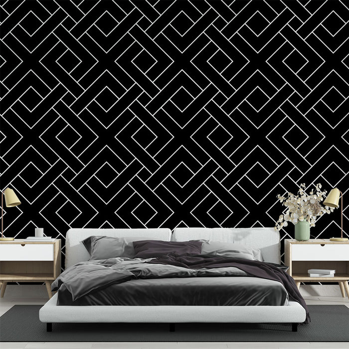 Papier Peint Intissé Tadessi – Motif Géométrique Noir Et Blanc, 5,33 M², Résistant