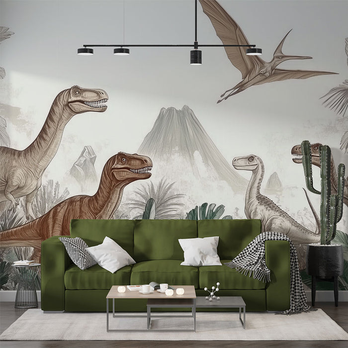 Papier peint dinosaures | Aventure préhistorique jungle