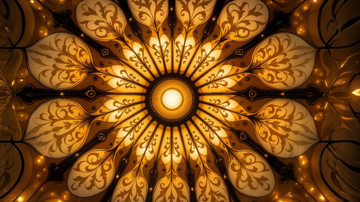 Plafond Lumineux Art Déco Éclat Doré et Motifs Floraux