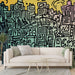 Papier peint urbain coloré avec motifs abstraits pour salon moderne