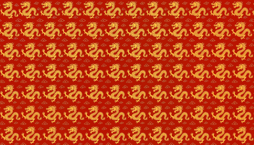 Papier peint dragon Motif oriental rouge et doré