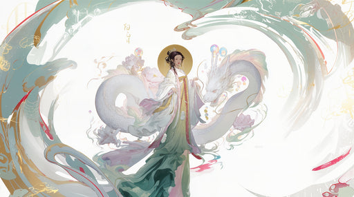 Papier peint Dragon et Déesse Art Éthéré et Mythologique