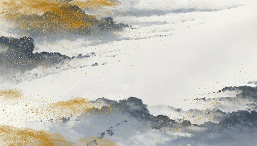 Papier peint abstrait Motif nuage doré et gris