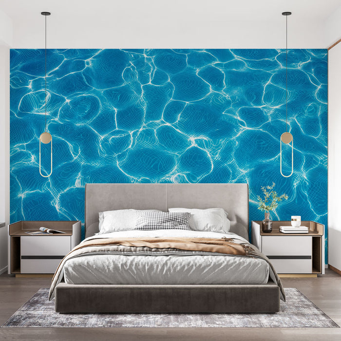 Papier peint ondulation d'eau | Reflets bleus lumineux