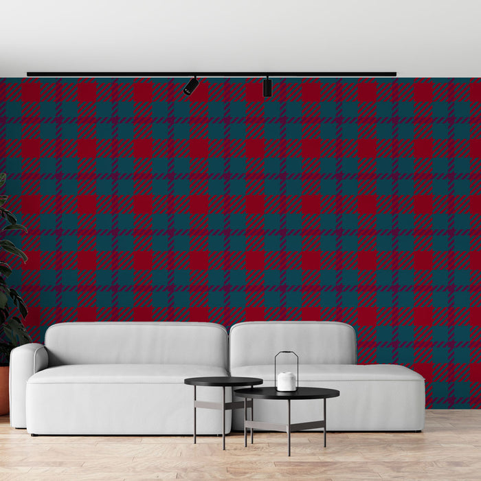 Papier peint tartan | Rouge et Bleu Classique