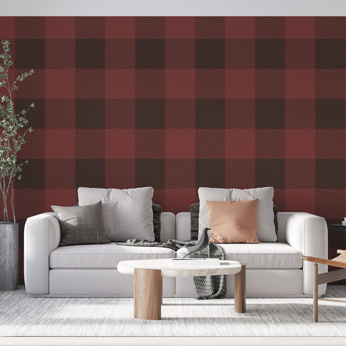 Papier peint tartan | Rouge et noir classique