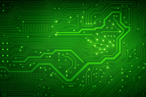 Papier peint circuit imprimé Design technologique vert