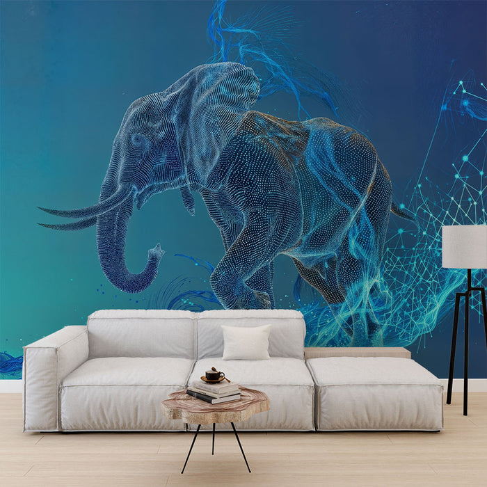 Papier peint éléphant numérique | Art futuriste et technologique