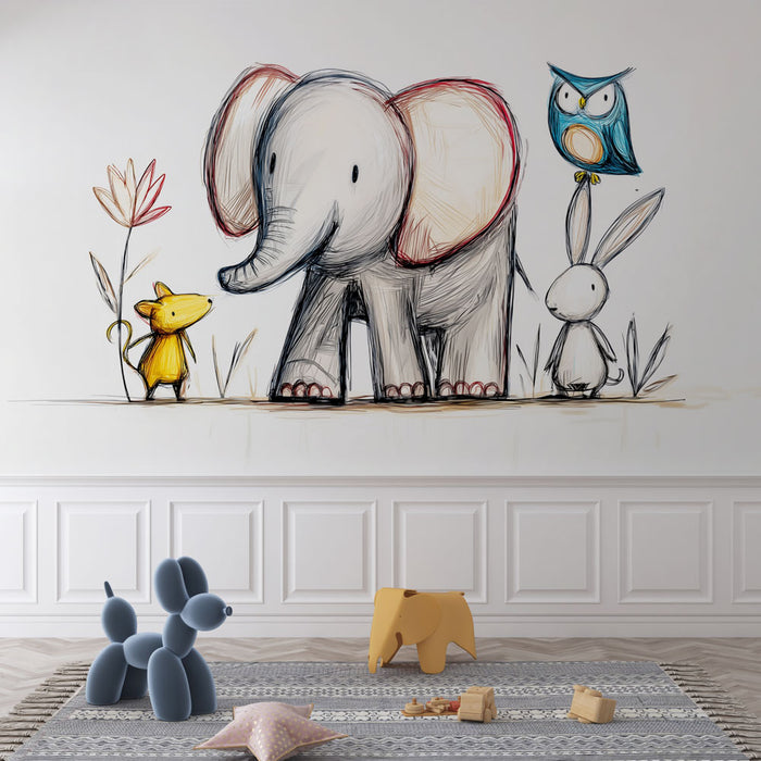 Papier peint animaux amusants | Dessin animé coloré