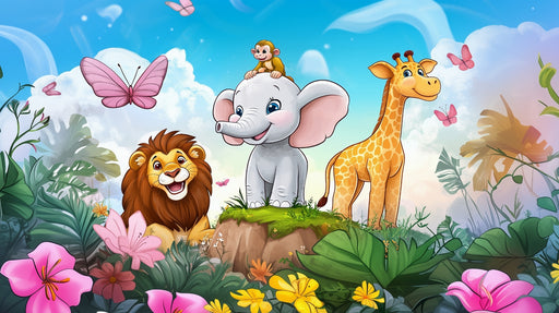 Papier peint animaux de la jungle Décoration murale ludique