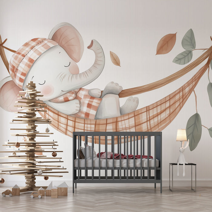 Papier peint éléphant | Adorable motif d'éléphant endormi