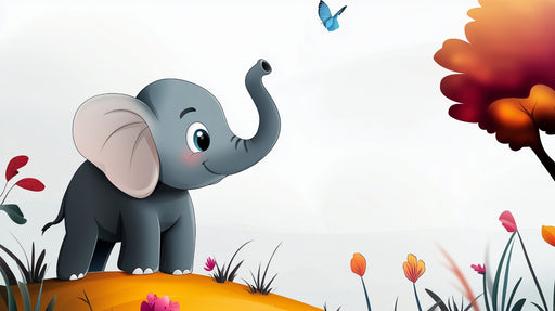 Papier peint éléphant Décor enfantin avec papillon