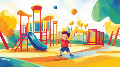 Papier peint parc de jeux Aire de jeu colorée et enfant joyeux