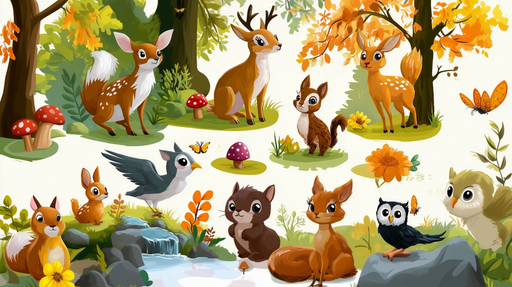 Papier peint forêt enchantée Animaux et Nature