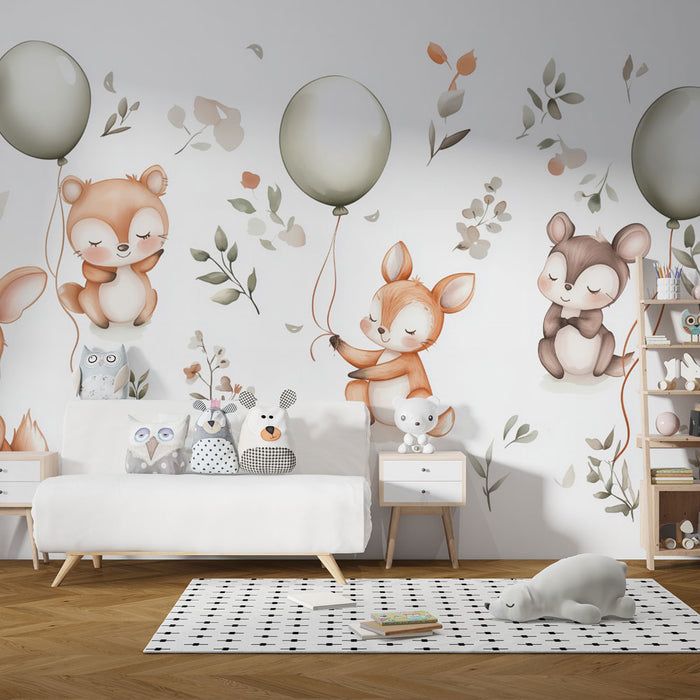 Papier peint animaux mignons | Design enchanteur pour chambre d'enfant