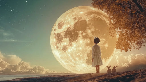 Papier peint rêveur Enfant et lueur de lune