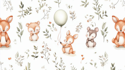 Papier peint animaux de la forêt Design adorable pour chambre d'enfants
