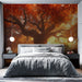 Papier peint panoramique érable rouge avec arbre majestueux pour chambre moderne