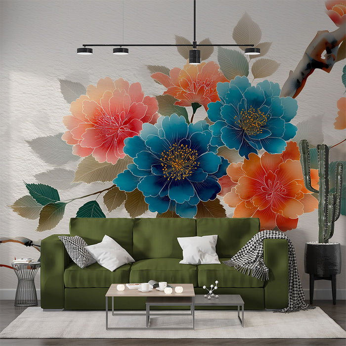 Papier peint floral | Motif de fleurs vibrant