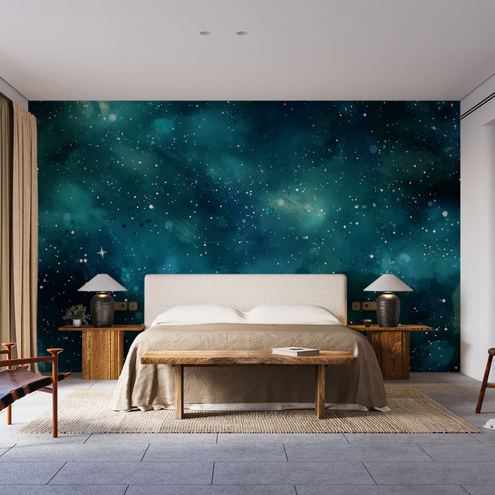 Papier peint Galaxie | Étoiles et Nébulosité Bleutée