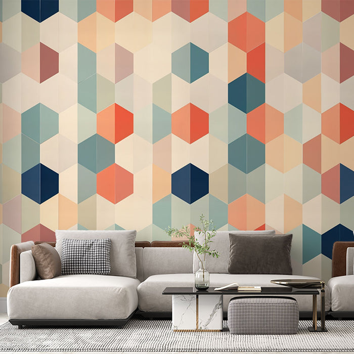 Papier peint hexagone | Design géométrique pastel