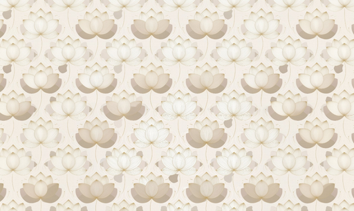 Papier peint floral Lotus en beige et crème