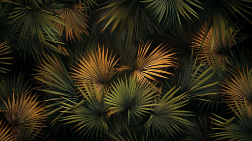 Papier peint feuillage tropical Design sombre et doré
