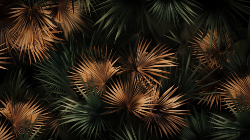 Papier peint tropical Feuillage exotique en noir et or