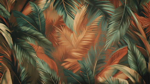 Papier peint tropical Feuillage luxuriant en tons terre