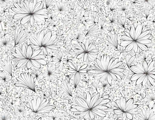 Papier peint floral Noir et Blanc