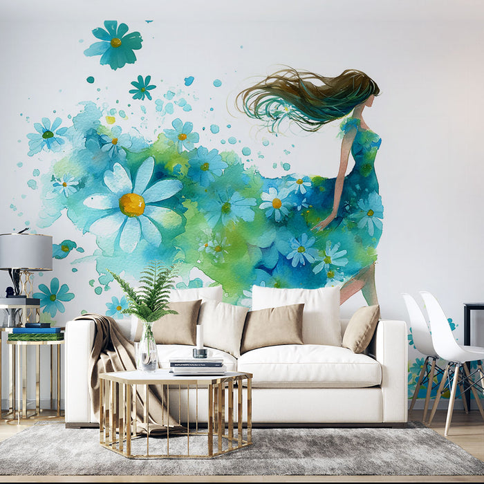 Papier peint floral | Éclat de fleurs aquarelles