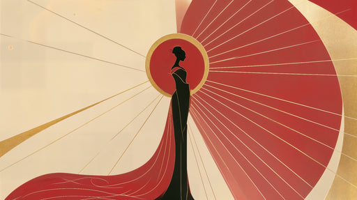 Papier peint Art déco Silhouette élégante et rayons dorés