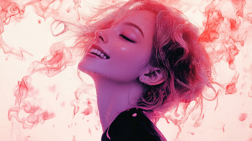 Papier peint artistique Fumée rose et visage féminin lumineux