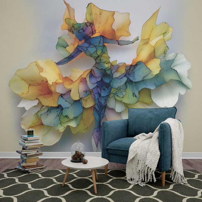 Papier peint danse artistique | Silhouette colorée et fluide