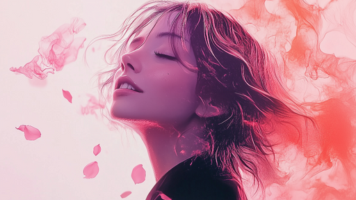 Papier peint artistique Portrait féminin avec nuances roses