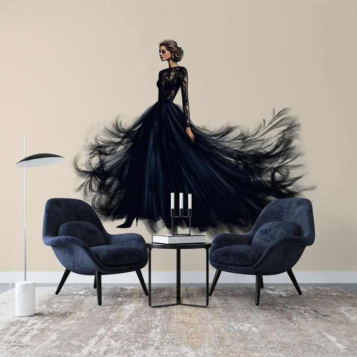 Papier peint robe de soirée noire | Élégance et sophistication