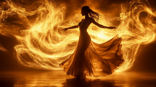 Papier peint danse de feu Silhouette enflammée
