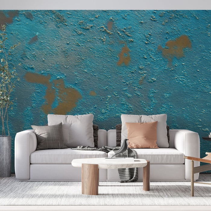 Papier peint texture rouille | Bleu et Cuivre