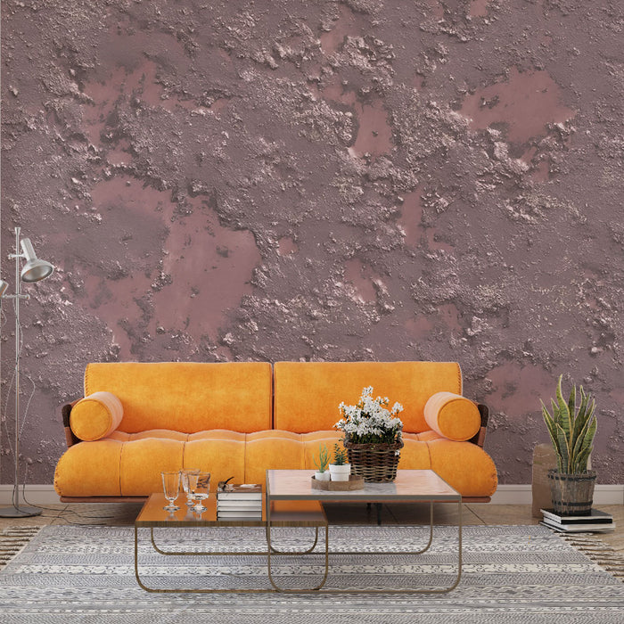 Papier peint texturé | Effet béton rose