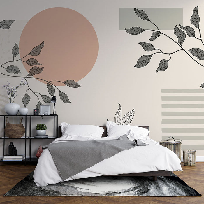 Papier peint botanique | Motifs géométriques et feuilles