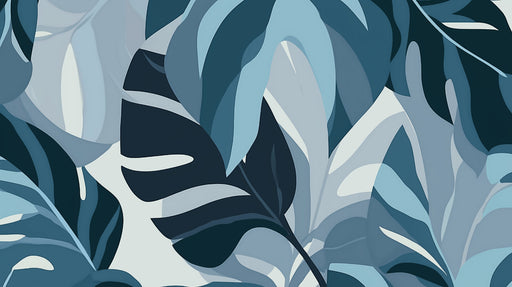 Papier peint jungle Motif botanique moderne bleu