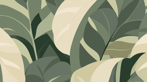 Papier peint feuillage Design tropical vert et beige