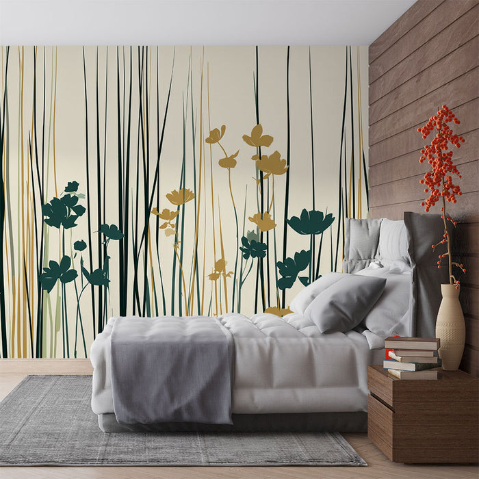 Papier peint floral | Motif champêtre élégant