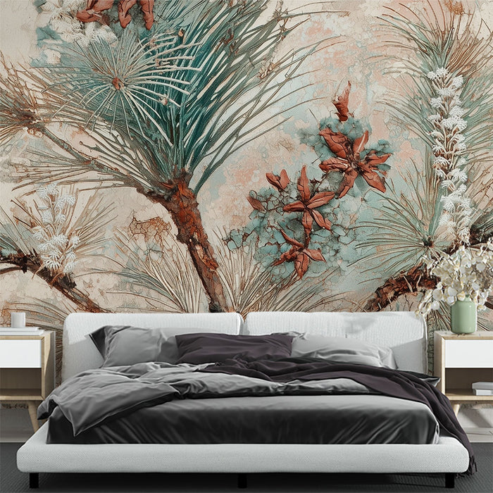 Papier peint botanique | Branche de pin artistique