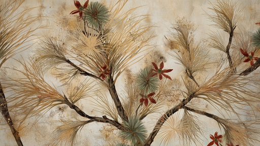 Papier peint botanique Branche artistique vintage