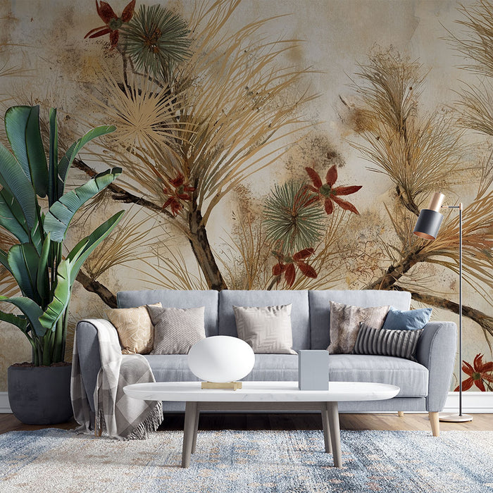 Papier peint botanique | Branche artistique vintage